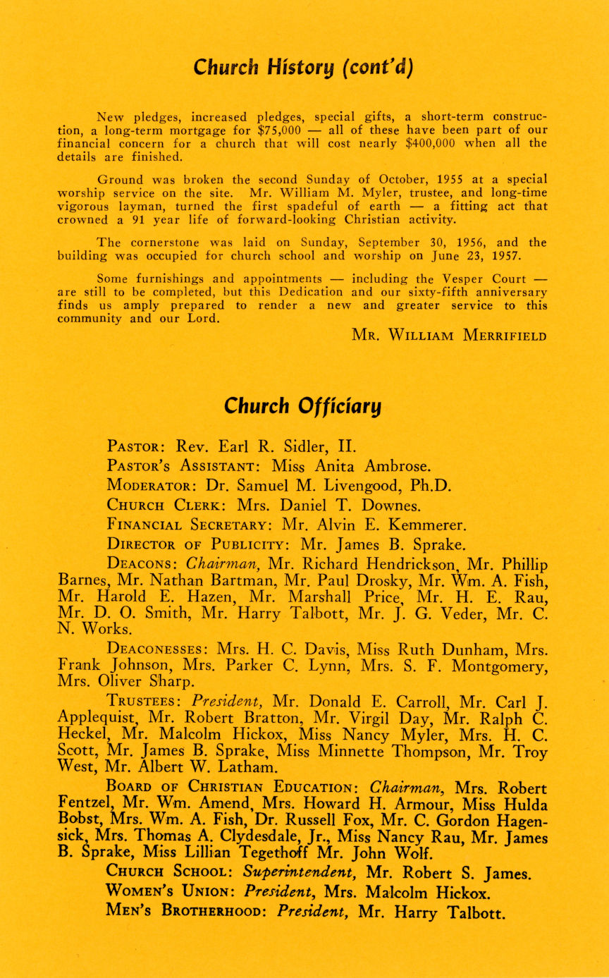 Wilkinsburg Baptist Church Dedication Services